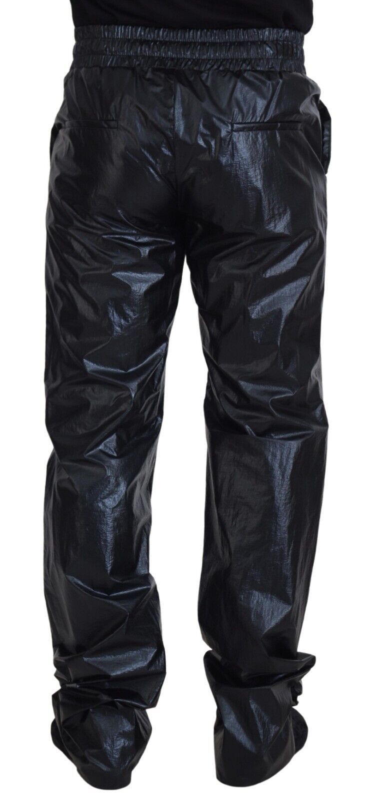 Pantalon en nylon noir brillant à cordon de Dolce &amp; Gabbana