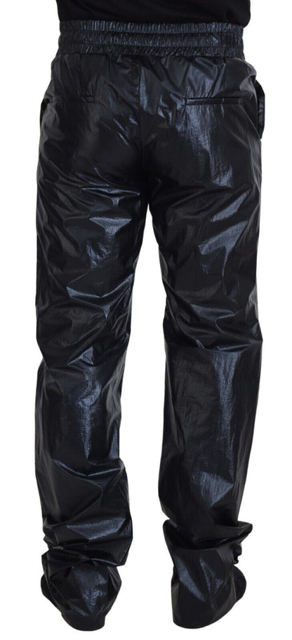 Pantalon en nylon noir brillant à cordon de Dolce &amp; Gabbana
