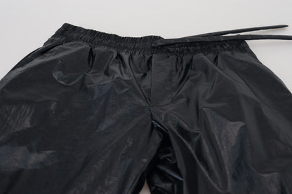 Pantalon en nylon noir brillant à cordon de Dolce &amp; Gabbana