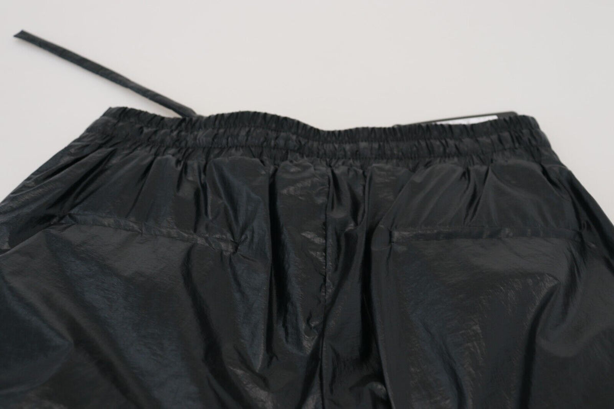 Pantalon en nylon noir brillant à cordon de Dolce &amp; Gabbana