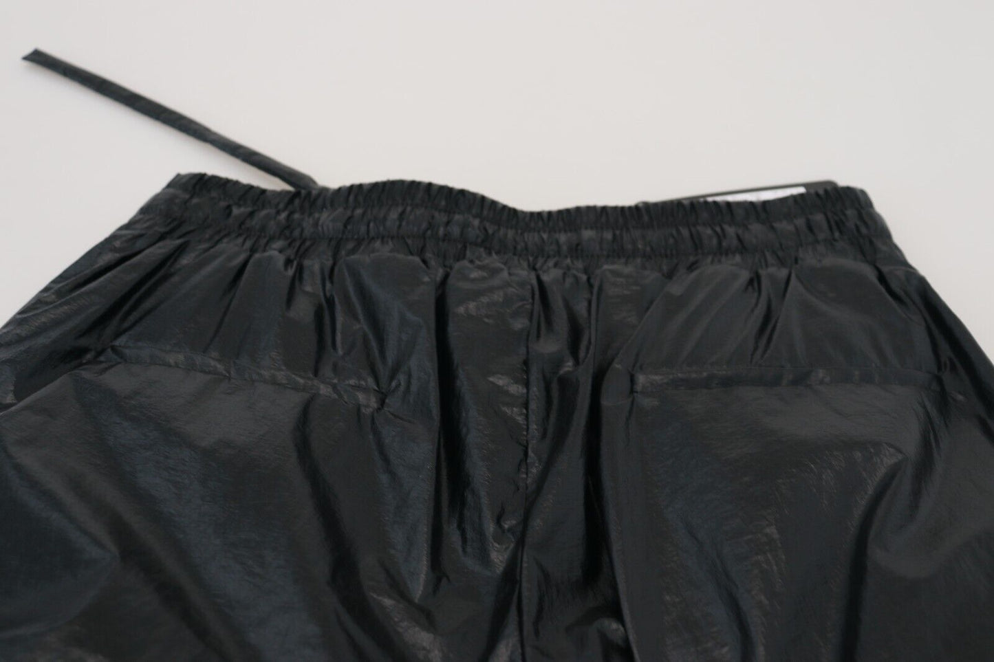 Pantalon en nylon noir brillant à cordon de Dolce &amp; Gabbana