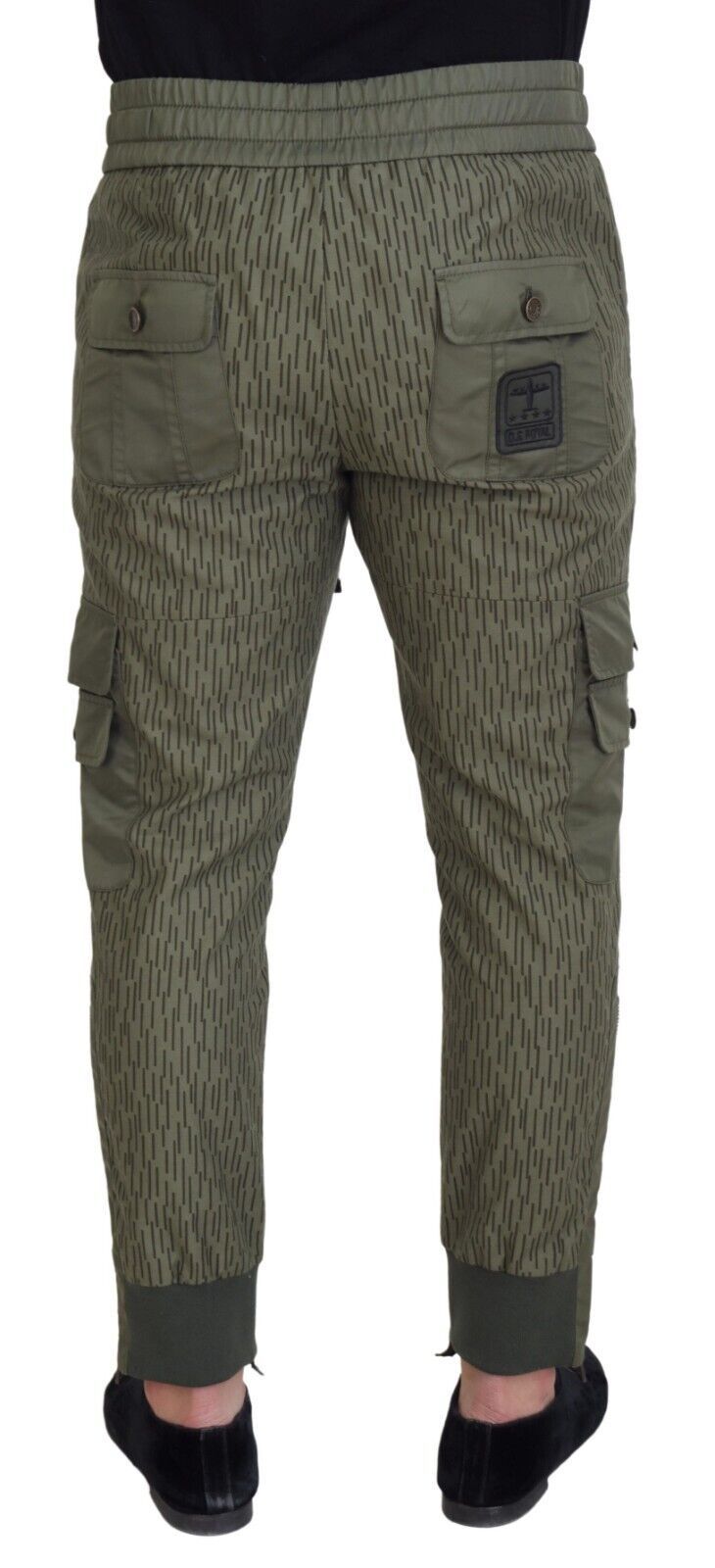 Pantalon cargo à rayures vertes et zippures sur les jambes pour homme, Dolce &amp; Gabbana