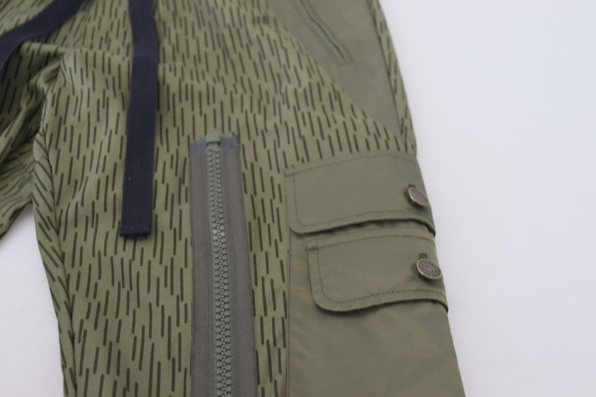 Pantalon cargo à rayures vertes et zippures sur les jambes pour homme, Dolce &amp; Gabbana