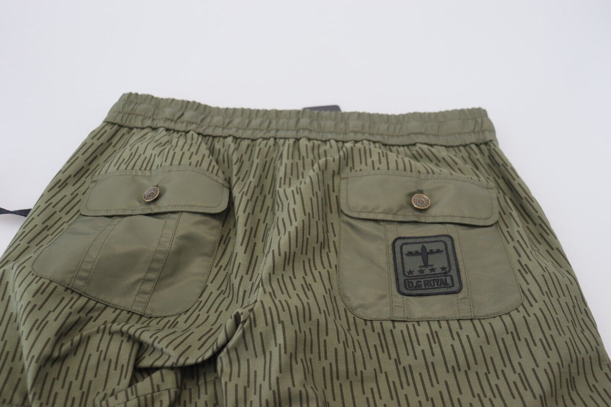 Pantalon cargo à rayures vertes et zippures sur les jambes pour homme, Dolce &amp; Gabbana