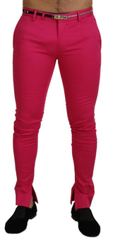 Pantalon Dolce &amp; Gabbana rose à ceinture avec boucle et fermeture éclair.