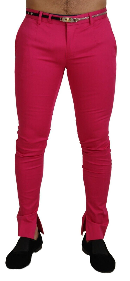Dolce & Gabbana roze broek met ritssluiting en gesp op de taille