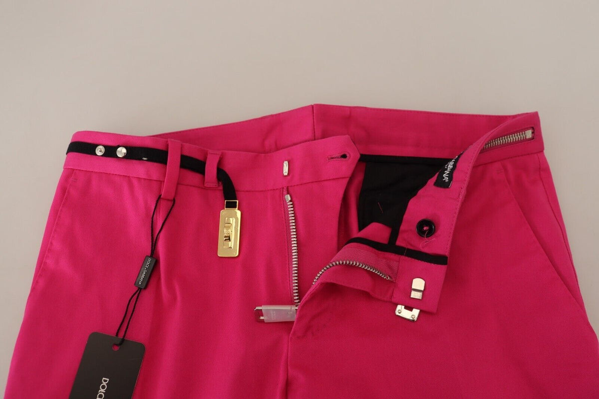 Pantalon Dolce &amp; Gabbana rose à ceinture avec boucle et fermeture éclair.