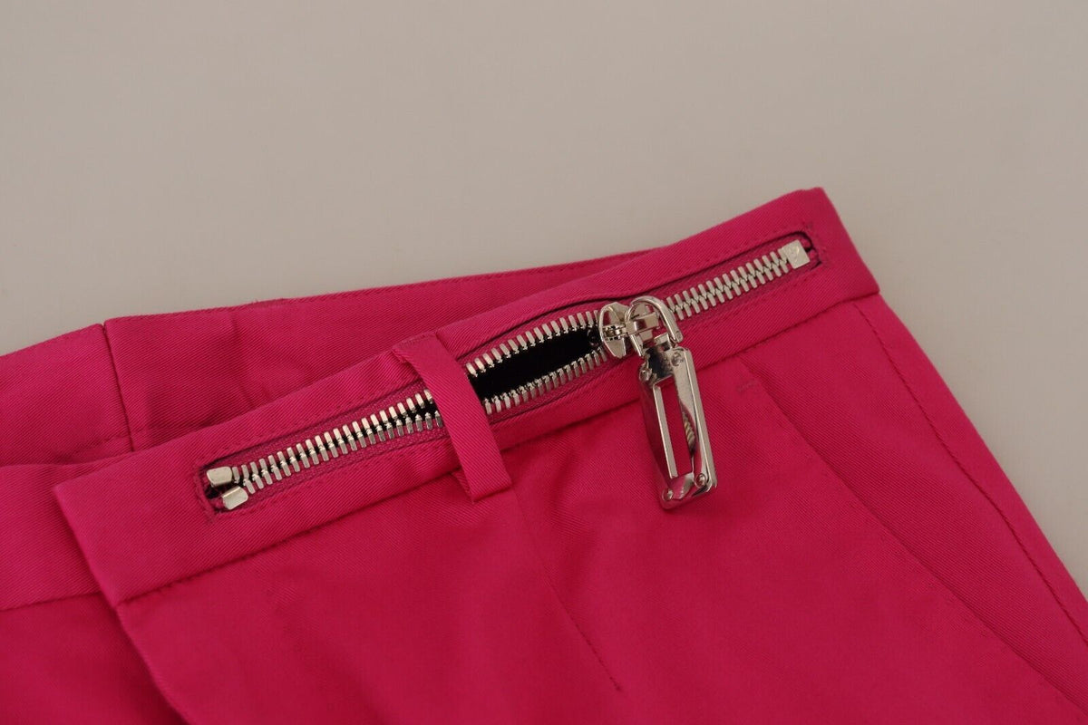 Pantalon Dolce &amp; Gabbana rose à ceinture avec boucle et fermeture éclair.