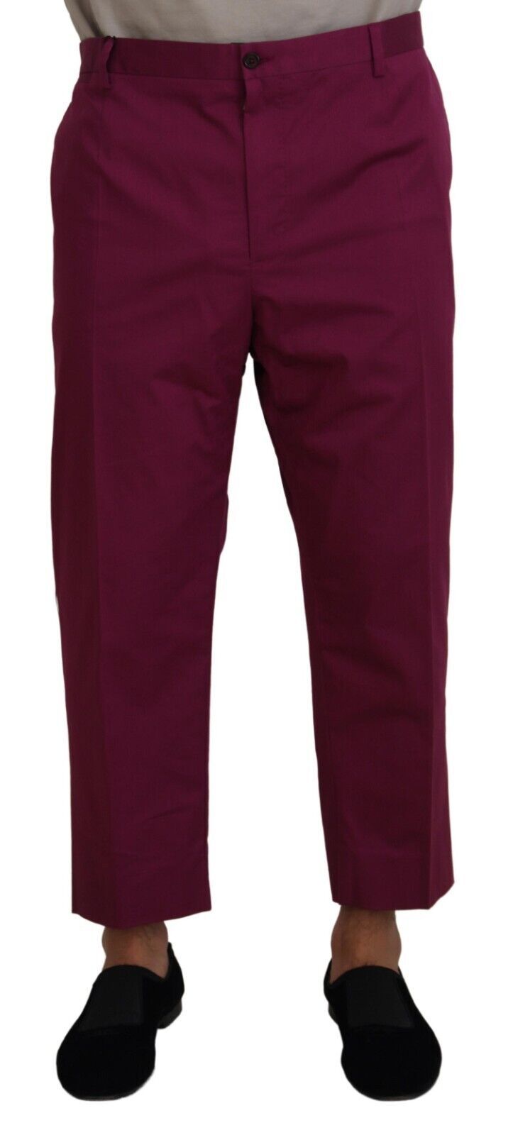 Pantalon Dolce &amp; Gabbana en coton magenta avec logo DG et poches.