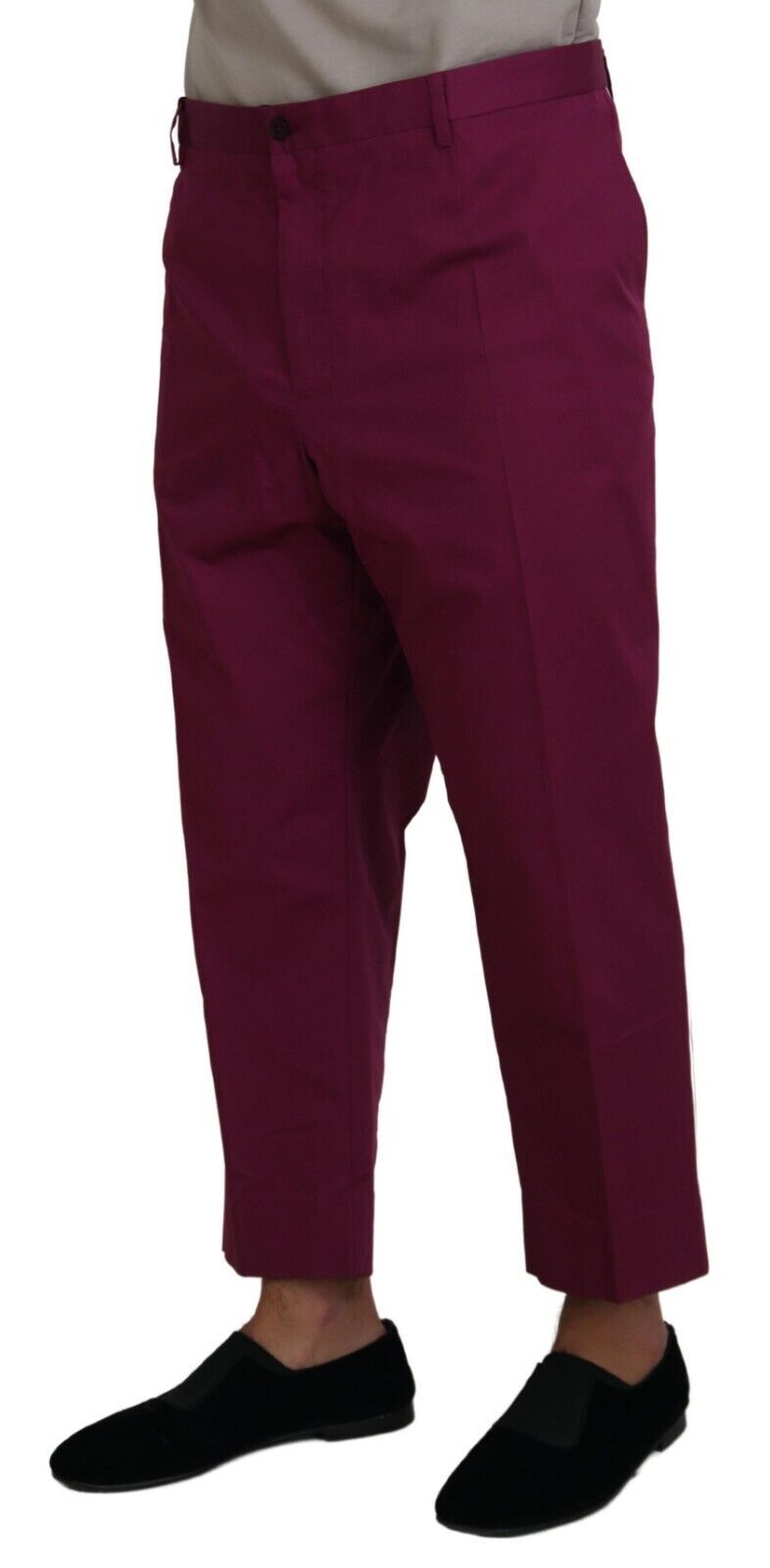 Pantalon Dolce &amp; Gabbana en coton magenta avec logo DG et poches.