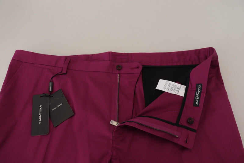 Pantalon Dolce &amp; Gabbana en coton magenta avec logo DG et poches.