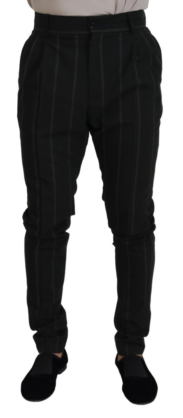 Pantalon homme rayé noir en coton Dolce &amp; Gabbana