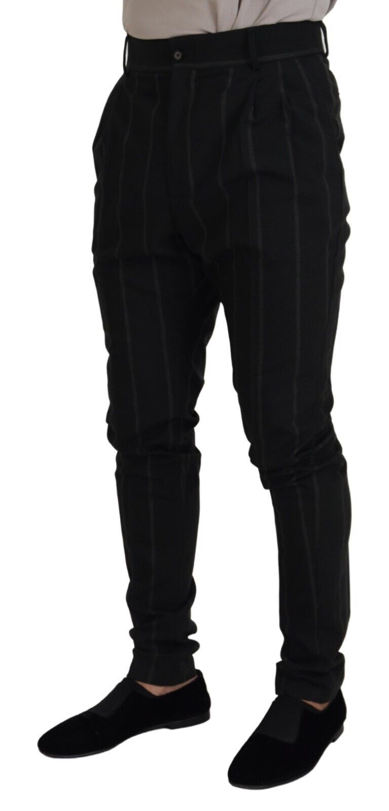 Pantalon homme rayé noir en coton Dolce &amp; Gabbana