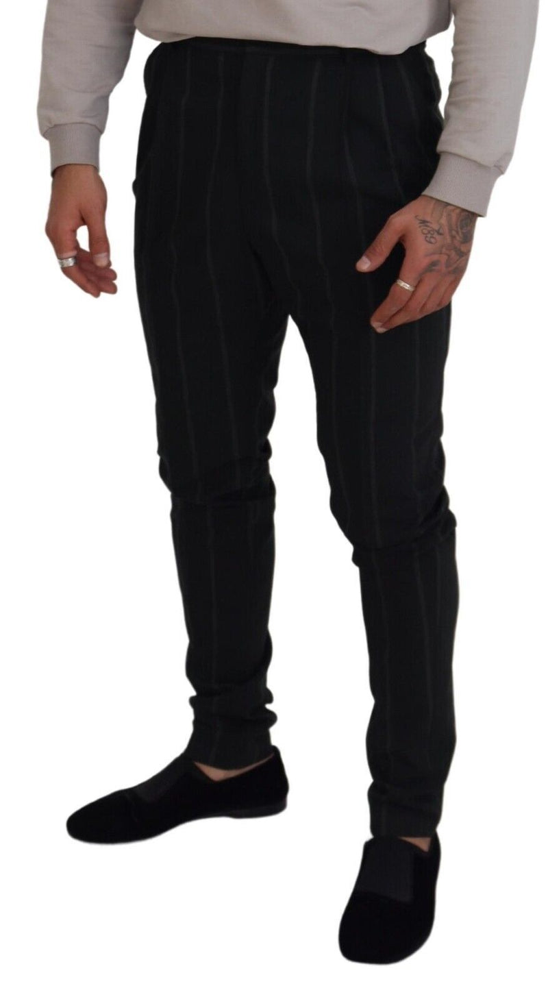 Pantalon homme rayé noir en coton Dolce &amp; Gabbana