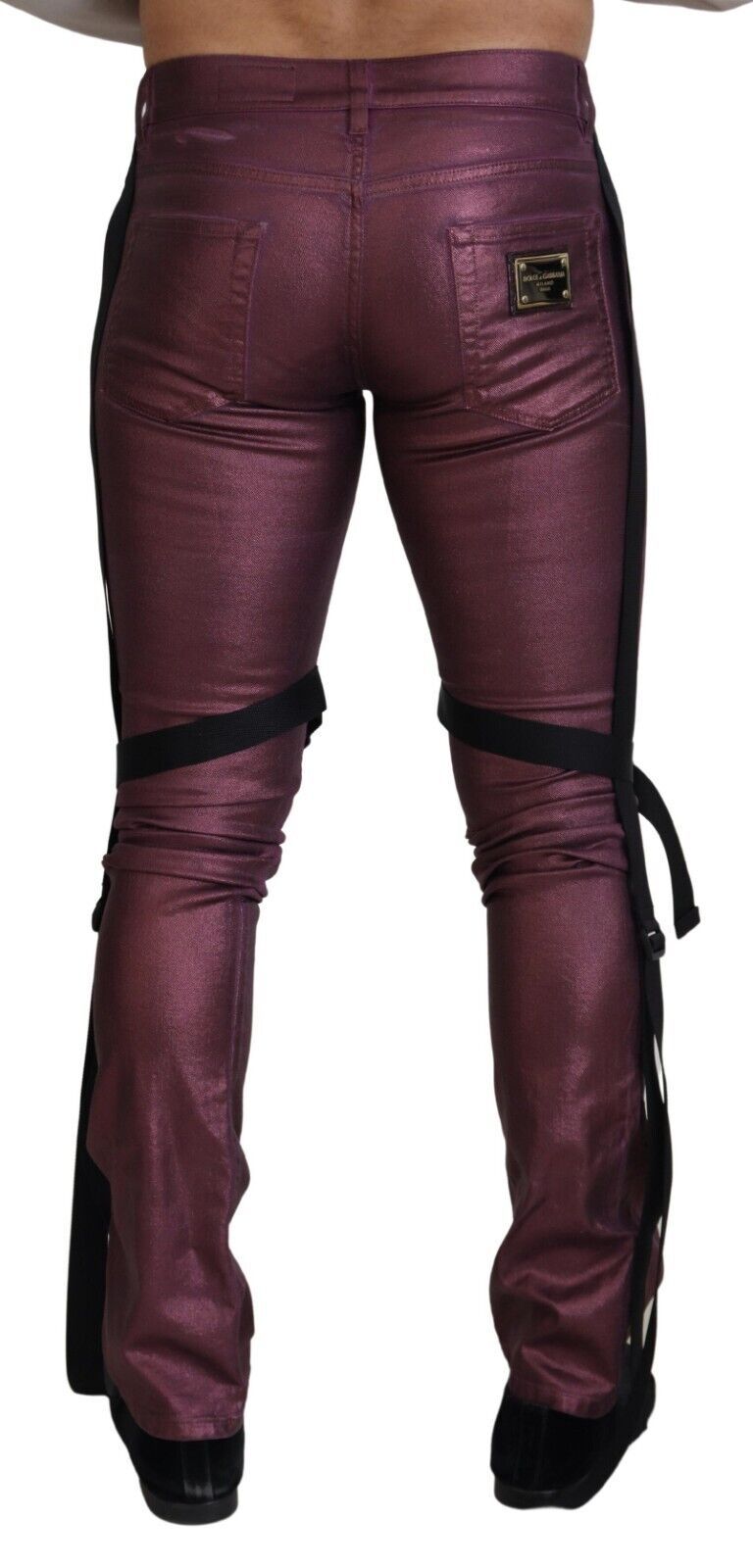 Jeans en jean à bretelles décontractés pour homme en coton magenta de Dolce &amp; Gabbana