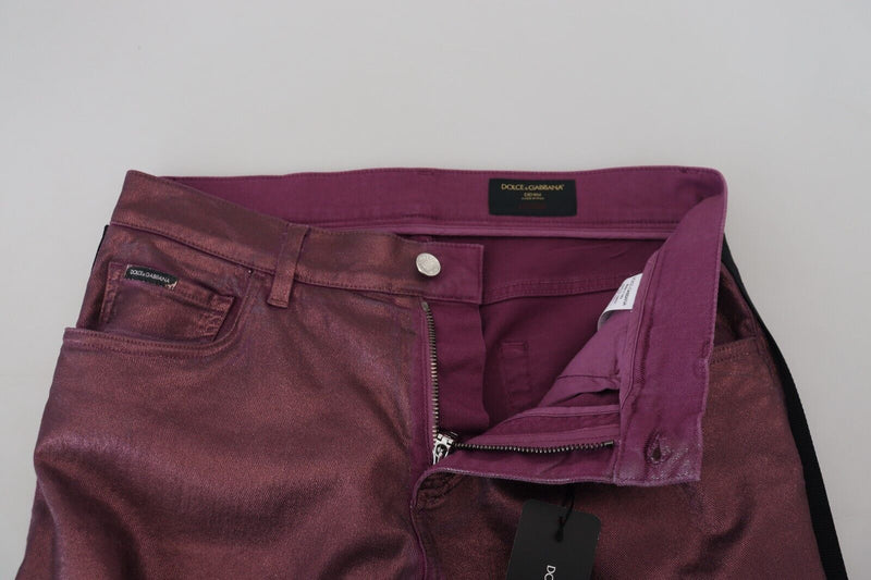 Jeans en jean à bretelles décontractés pour homme en coton magenta de Dolce &amp; Gabbana
