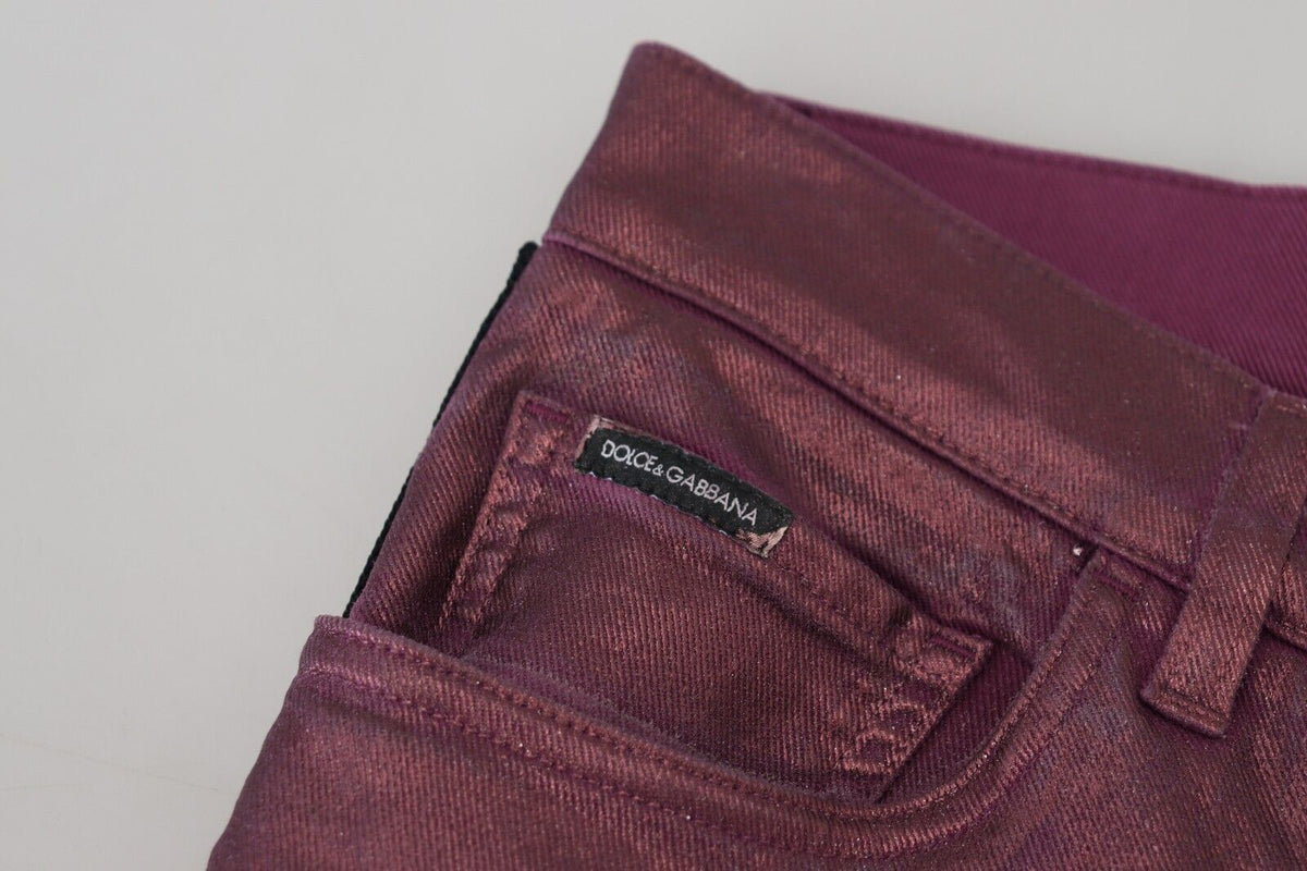 Jeans en jean à bretelles décontractés pour homme en coton magenta de Dolce &amp; Gabbana