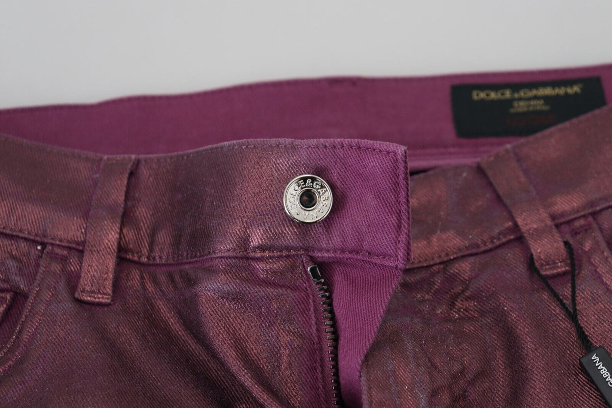 Jeans en jean à bretelles décontractés pour homme en coton magenta de Dolce &amp; Gabbana