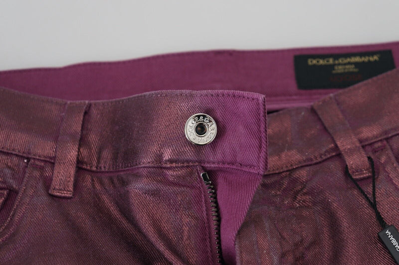 Jeans en jean à bretelles décontractés pour homme en coton magenta de Dolce &amp; Gabbana