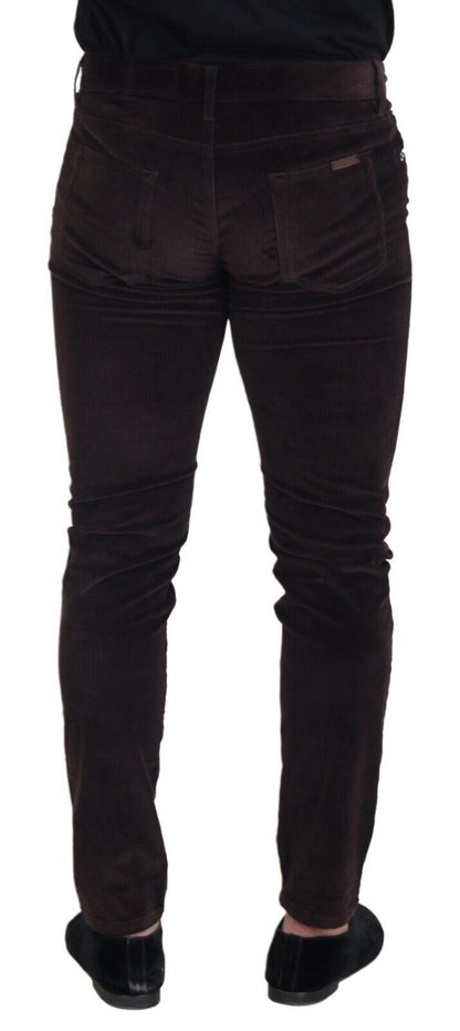 Pantalon habillé en velours côtelé marron pour homme de Dolce & Gabbana