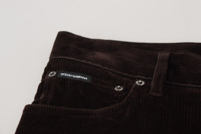 Pantalon habillé en velours côtelé marron pour homme de Dolce & Gabbana