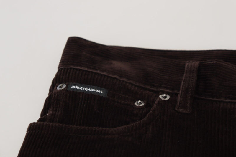 Pantalon habillé en velours côtelé marron pour homme de Dolce &amp; Gabbana