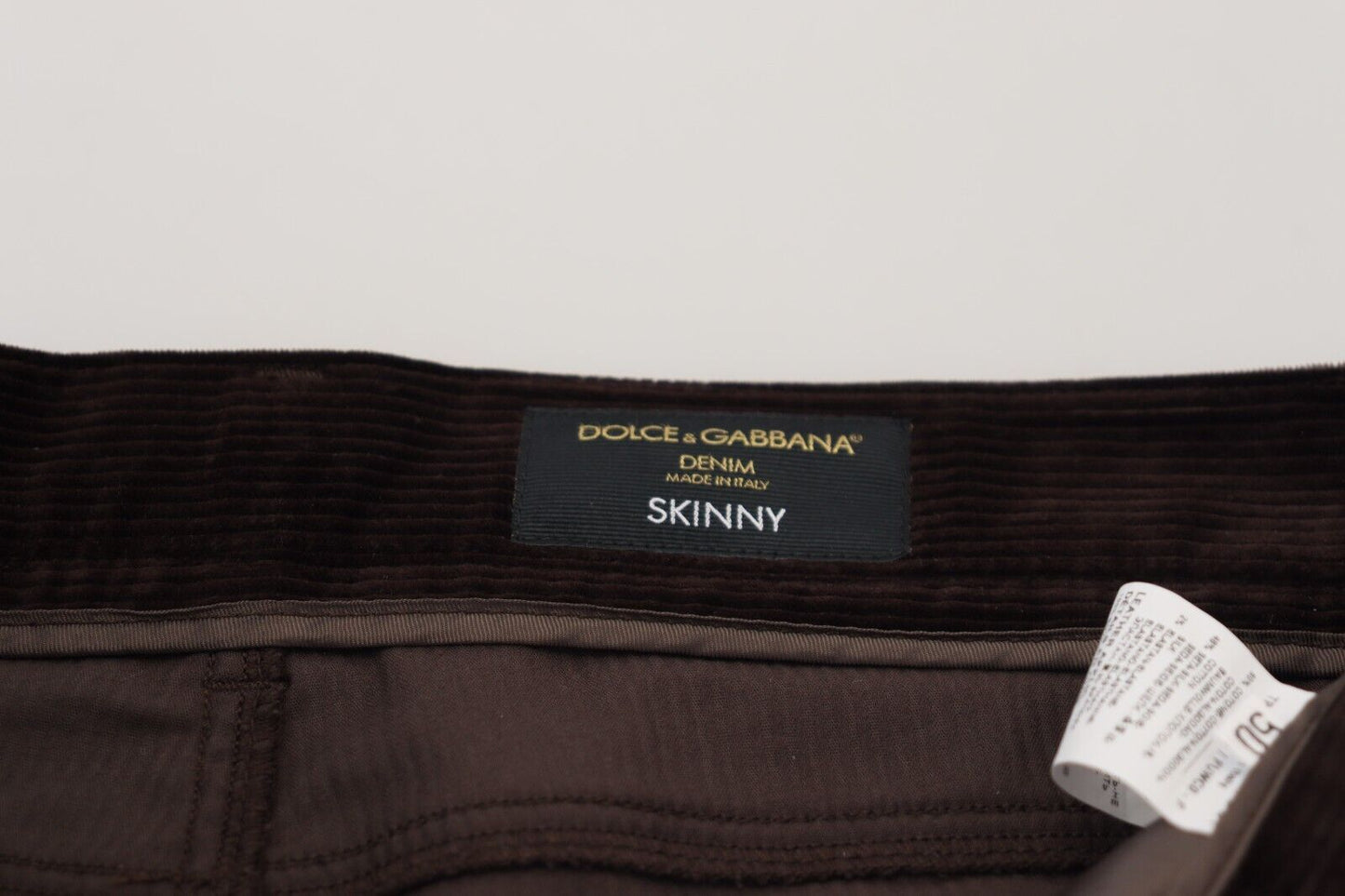 Pantalon habillé en velours côtelé marron pour homme de Dolce & Gabbana