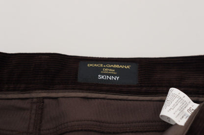 Pantalon habillé en velours côtelé marron pour homme de Dolce & Gabbana