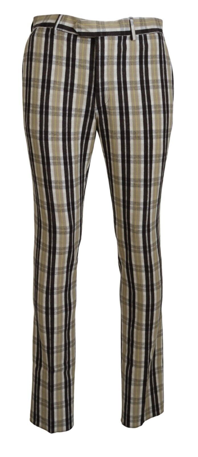 BENCIVENGA Herenbroek, rechte pasvorm, katoen, multicolor geruit.
