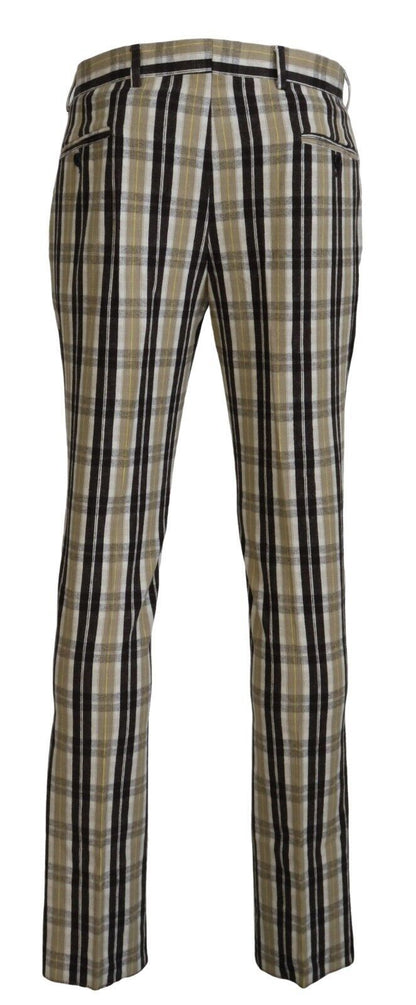 BENCIVENGA Herenbroek, rechte pasvorm, katoen, multicolor geruit.