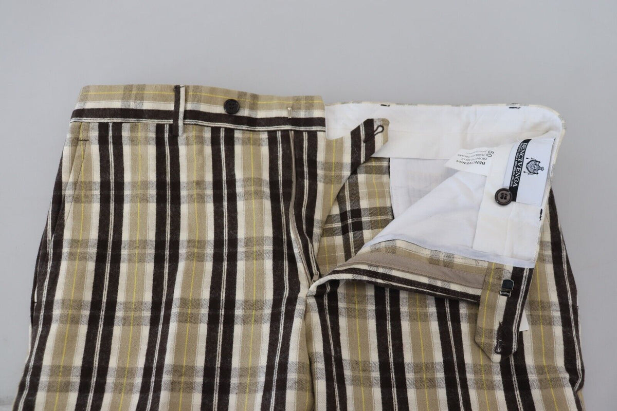 Pantalon homme droit en coton à carreaux multicolores BENCIVENGA