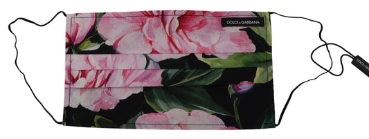 Masque facial plissé à motif floral noir Dolce & Gabbana avec élastiques et attaches pour les oreilles