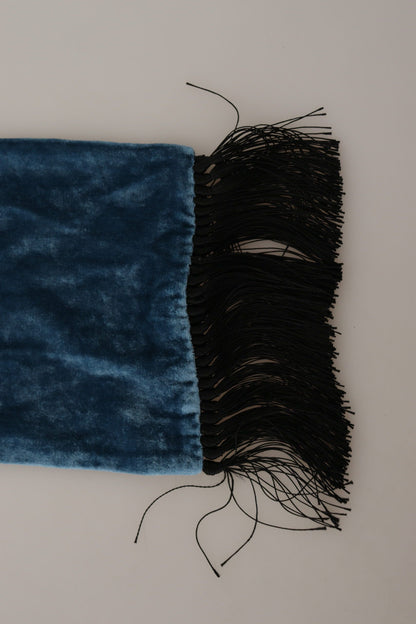 Foulard châle en velours bleu uni Dolce & Gabbana pour homme