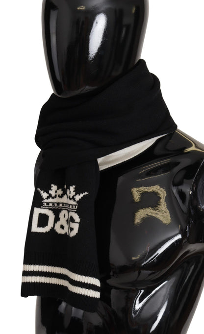 Écharpe châle en cachemire imprimé DG en coton noir et blanc Dolce & Gabbana