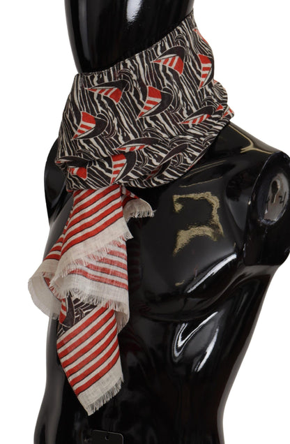 Foulard châle Dolce & Gabbana en lin noir et rouge à rayures voiliers