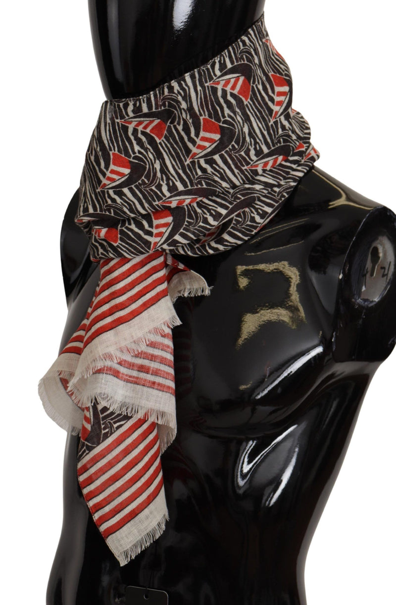 Foulard châle Dolce &amp; Gabbana en lin noir et rouge à rayures voiliers