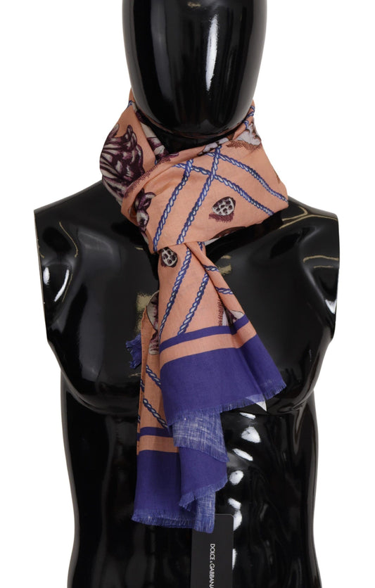 Foulard châle en lin bleu à motif coquillages Dolce & Gabbana pour homme