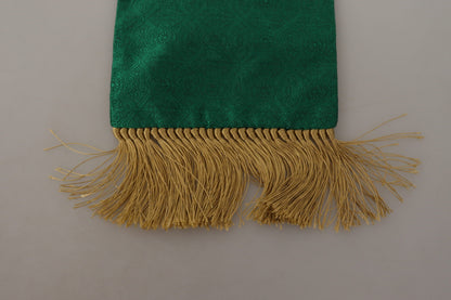 Dolce & Gabbana Châle brodé à franges en soie mélangée avec couronne verte