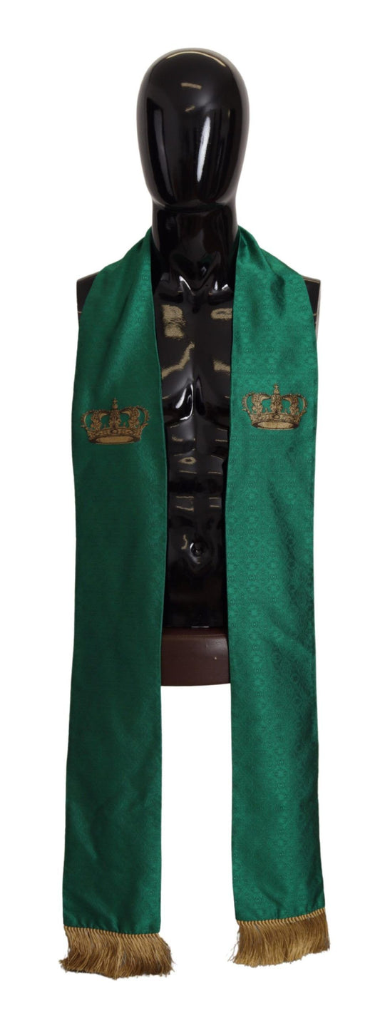 Dolce & Gabbana Châle brodé à franges en soie mélangée avec couronne verte