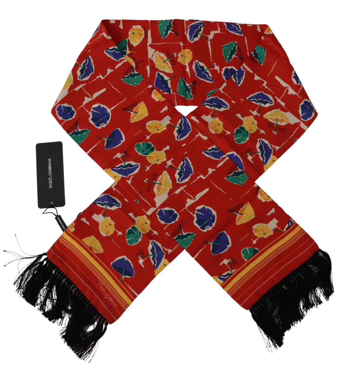 Foulard à franges multicolore Dolce &amp; Gabbana à imprimé parapluies DG