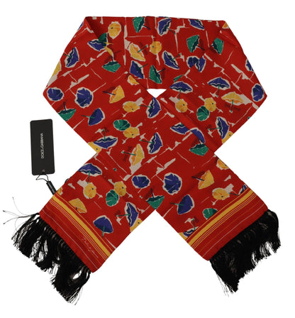 Foulard à franges multicolore Dolce & Gabbana à imprimé parapluies DG