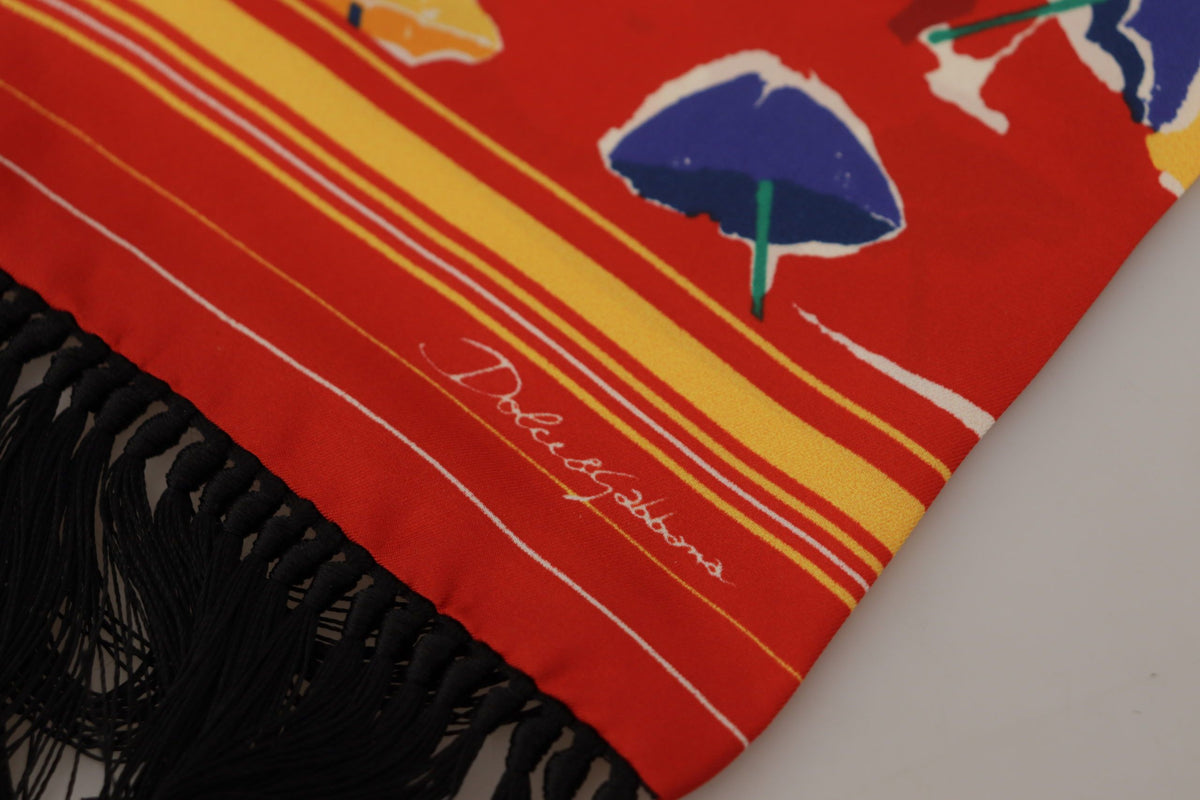 Foulard à franges multicolore Dolce &amp; Gabbana à imprimé parapluies DG