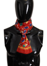 Foulard à franges multicolore Dolce &amp; Gabbana à imprimé parapluies DG