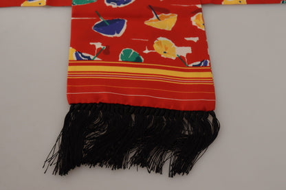 Foulard à franges multicolore Dolce & Gabbana à imprimé parapluies DG