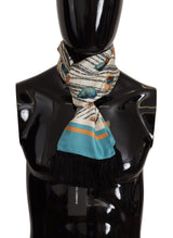 Foulard châle en soie à franges imprimé coquillages multicolores Dolce &amp; Gabbana