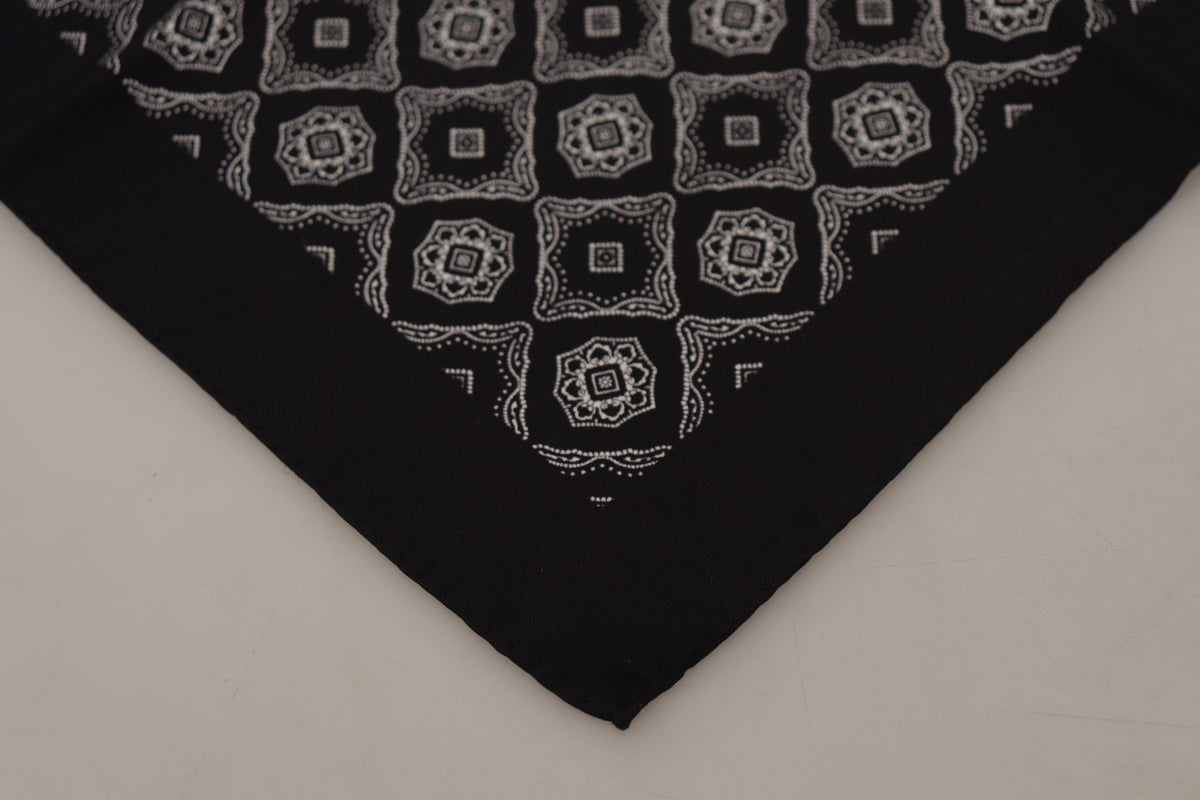 Foulard carré noir à motifs géométriques Dolce &amp; Gabbana