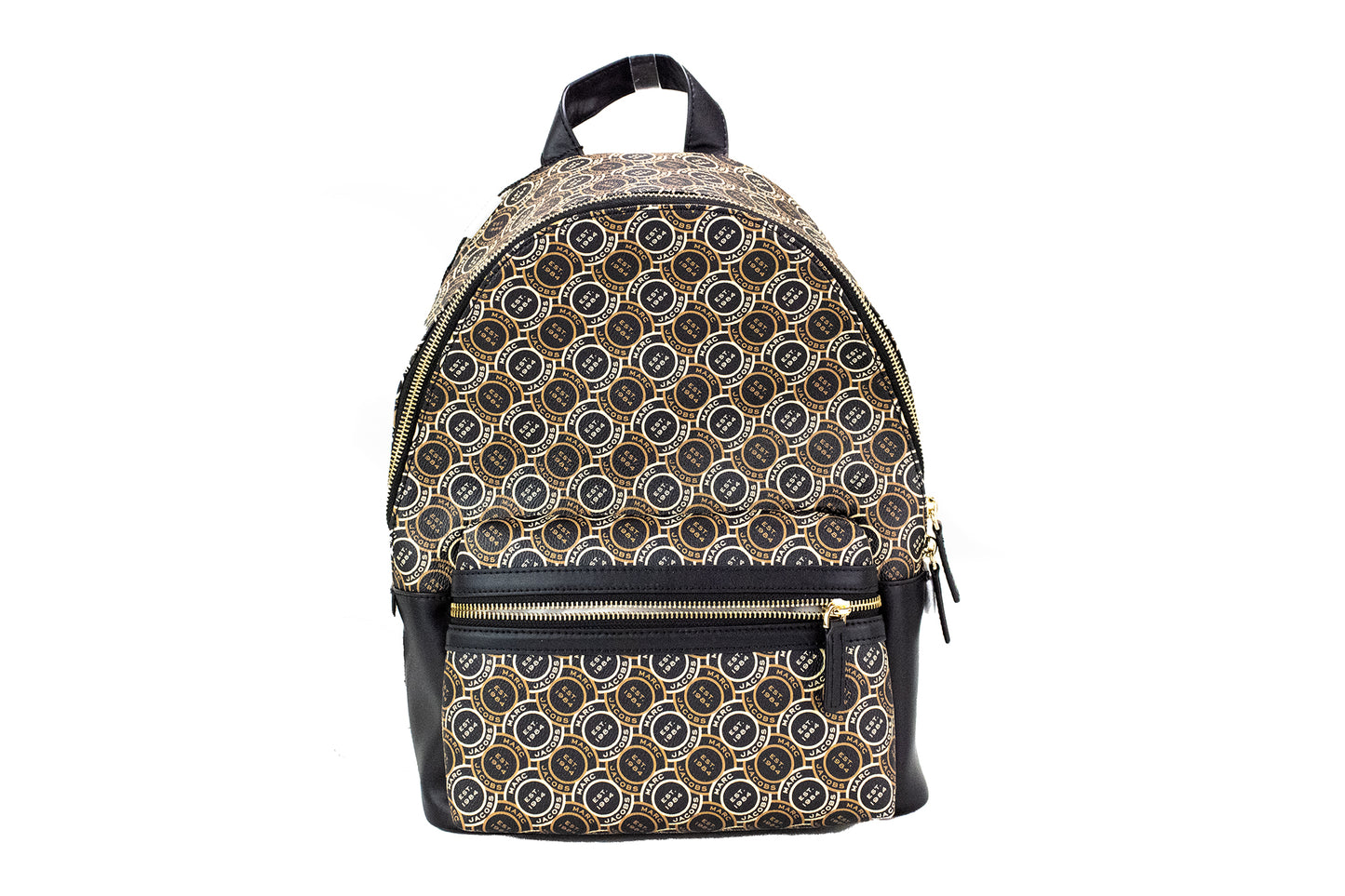 Marc Jacobs Signet Medium Zwarte Lederen Schoudertas/Rugzak met Logo Print