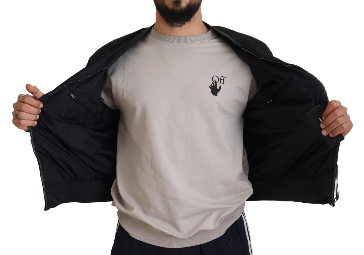 Veste bomber à fermeture éclair en nylon noir avec logo Dolce & Gabbana