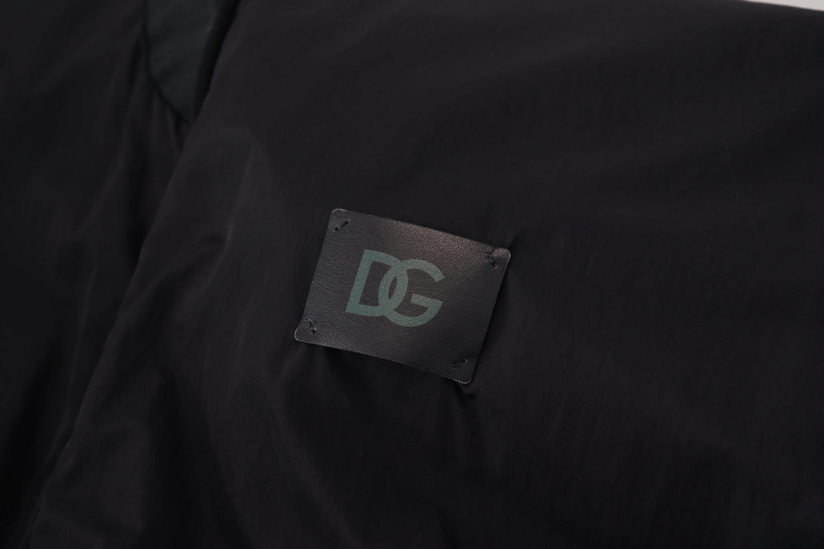 Veste bomber à fermeture éclair en nylon noir avec logo Dolce & Gabbana