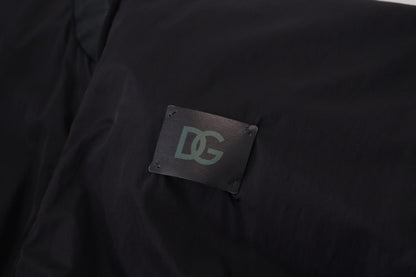 Veste bomber à fermeture éclair en nylon noir avec logo Dolce & Gabbana